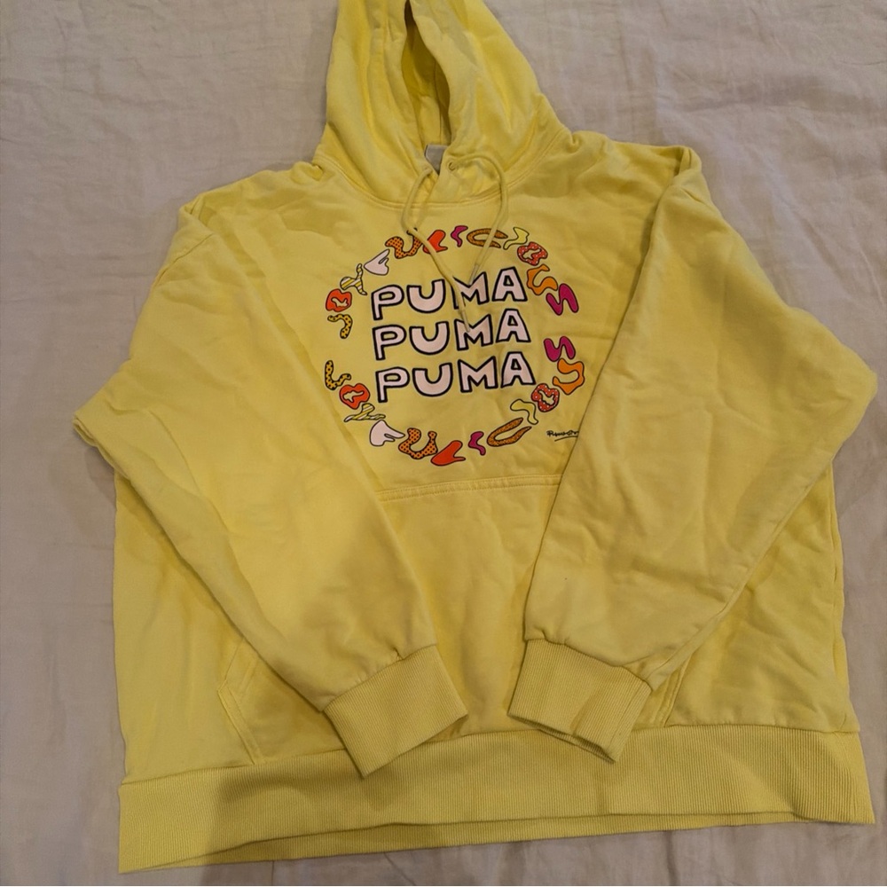 Puma Yellow Graphic Crewneck Hoodie